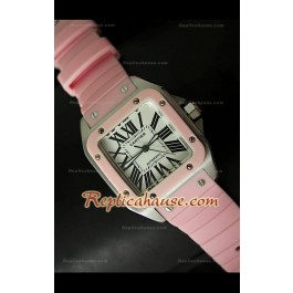 Cartier Santos 100 Swiss Femmes Automatic Montre en Rose - 33 mm