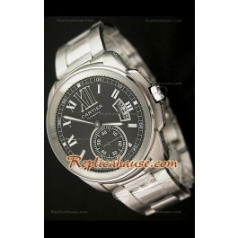 Calibre De Cartier Japanese Automatic Montre avec Cadran Noir