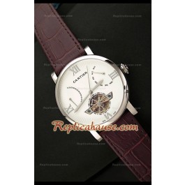 Cartier Tourbllon Japanese Replica Montre avec Cadran Blanc