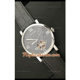 Cartier Tourbllon Japanese Replica Montre avec Cadran Gris