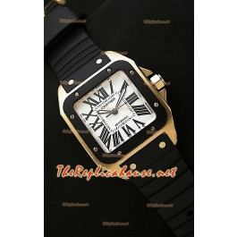 Cartier Santos 100 Montre Femmes Suisse en Or Rose - 33 mm - Réplique à l’Authentique 1 sur 1