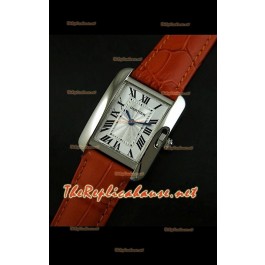 Cartier Tank Francaise Montre Femmes Bracelet Marron Clair Boîtier en Acier