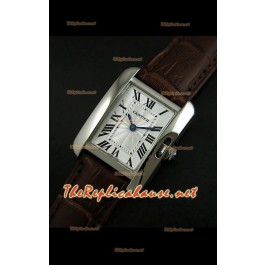 Cartier Tank Francaise Montre Femmes Bracelet Marron Boîtier en Acier