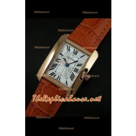 Cartier Tank Francaise Montre Femmes Bracelet Marron Boîtier en Or