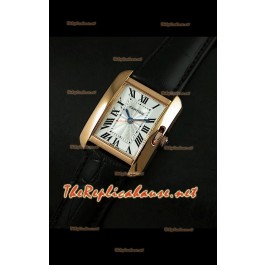 Cartier Tank Francaise Montre Femmes Bracelet Noir Boîtier Or