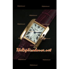 Cartier Tank Francaise Montre Femmes Bracelet Rouge Intense Boîtier Or