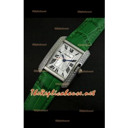 Cartier Tank Francaise Montre Femmes Lunette de Diamants Boîtier d’Acier