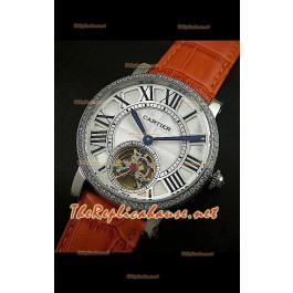 Cartier Calibre Japanese Tourbillon Montre Bracelet Marron Clair