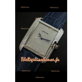 Cartier Tank Anglaise Reproduction Montre Pour Femmes en Acier/Bracelet Violet