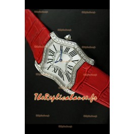 Cartier Tank Folle Reproduction Montre Pour Femme avec Boitier en Acier/Bracelet Rouge