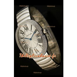 Cartier Baignoire Reproduction Montre Japonaise avec Lunette en Diamants