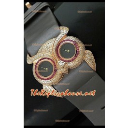 Chopard Animal World Femmes Owl Montre avec Cadran Gris Or Rose