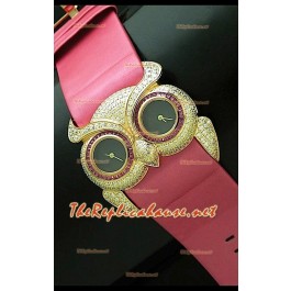 Chopard Animal World Femmes Owl Montre avec Cadran Noir Or Rose
