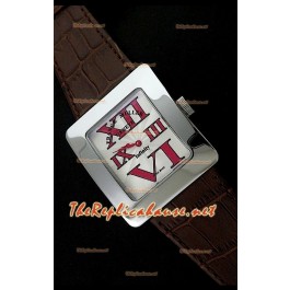 Franck Muller Infinity Femmes Replica Montre avec Cuir Noir - Chiffres Rouges