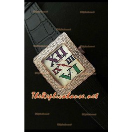 Franck Muller Infinity Femmes Replica Montre en Or Rose avec Boîtier de Diamants
