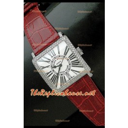 Franck Muller Master Square Montre avec Cadran Blanc Bracelet Brun Clair