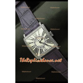 Franck Muller Master Square Montre avec Cadran Blanc Bracelet Violet