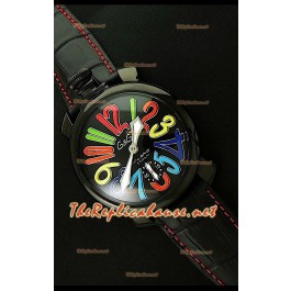 GaGa Milano Manuale Montre avec Boîtier PVD - 48 mm - Couleur d'Arc en ciel 