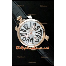 GaGa Milano Manuale Montre avec Boîtier Or Rose - Chiffres en Noir