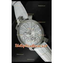 GaGa Milano Manuale Japanese Montre Cadran Métallique Lunette de Diamants