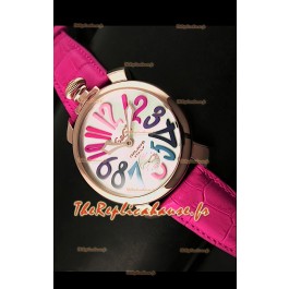 GaGa Milano Mouvement Remontage Manuel Japonais avec Bracelet Rose - Revêtement Or Rose