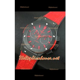 Hublot Classic Fusion Swiss Montre Boîtier PVD Bracelet Rouge 
