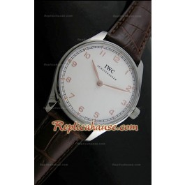 IWC Manual Winding Montre avec Cadran Blanc 