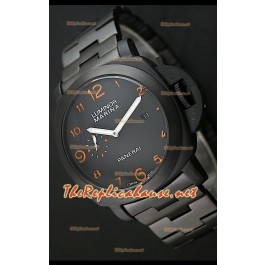 Panerai Luminor Marina Black Dial Montre avec Index Oranges