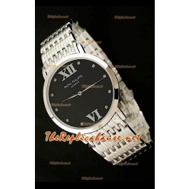 Patek Philippe Japanese Quartz Montre en Acier Inoxydable - 38 mm Cadran Noir