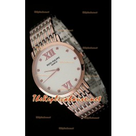 Patek Philippe Japanese Quartz Montre en Or Rose - 38 mm Cadran Blanc