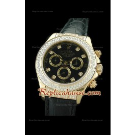 Rolex Daytona Swiss Montre en Or avec Cadran Noir