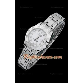 Rolex Datejust Femmes Swiss Replica Montre avec Cadran Blanc Index Horaires de Diamants