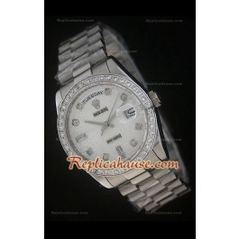 Rolex DayDate Swiss Replica Montre avec Cadran Imprimé Blanc 