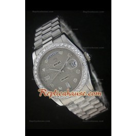 Rolex DayDate Swiss Replica Montre avec Cadran Imprimé Gris