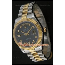 Rolex Replica Day Date Two Tone Japanese Montre avec Cadran Noir 