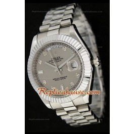 Rolex Replica Day Date Two Tone Japanese avec Cadran Gris