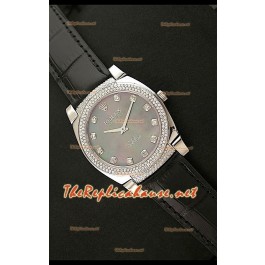 Rolex Cellini Japanese Quartz Replica Face Toute en Perle Diamant Noir