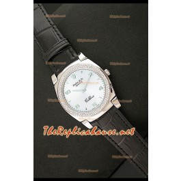 Rolex Cellini Japanese Quartz Replica Lunette de Diamants Face Lilas