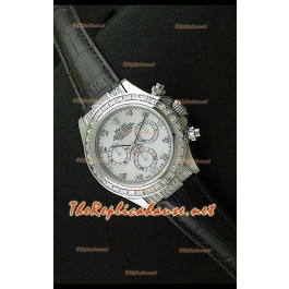Rolex Cosmograph Daytona Montre de Mouvement Suisse 7750 avec Bracelet de Cuir Noir