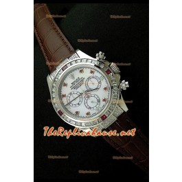 Rolex Cosmograph Daytona Montre de Mouvement Suisse 7750 avec Bracelet de Cuir Marron