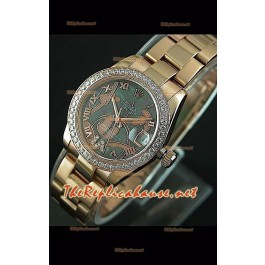 Rolex Datejust Ladies Japanese Montre avec Boîtier en Or Rose 31 mm
