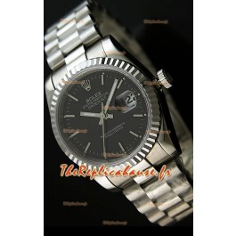 Rolex Imitation Datejust Montre Japonaise pour Homme avec Cadran Noir - 41MM