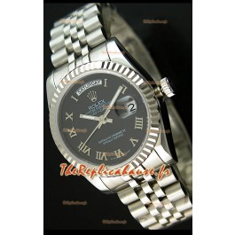 Rolex Imitation Datejust Montre Japonaise pour Homme avec Cadran Noir - 41MM