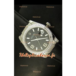 Rolex Imitation Datejust Montre Suisse Reproduction - 37MM - Cadran/Bracelet Noir