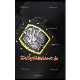 Réplique de montre suisse Richard Mille RM055 Bubba Watson avec index jaunes