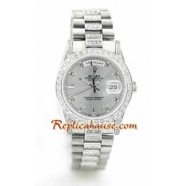 Rolex Replique Day Date Silver - Diamond