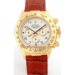 Rolex Replique Daytona 18K d' or Montre with Bracelet en Cuir