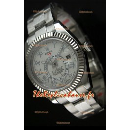 Montre en acier inoxydable Rolex Sky-Dweller avec cadran blanc
