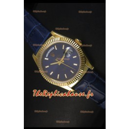 Réplique de montre suisse en or jaune Rolex Day Date 36MM - Cadran bleu foncé