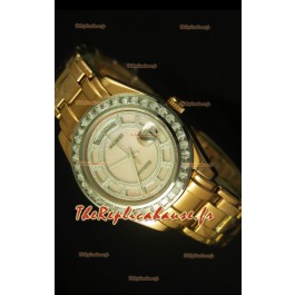 Montre suisse Day Date Rolex avec boîtier or jaune